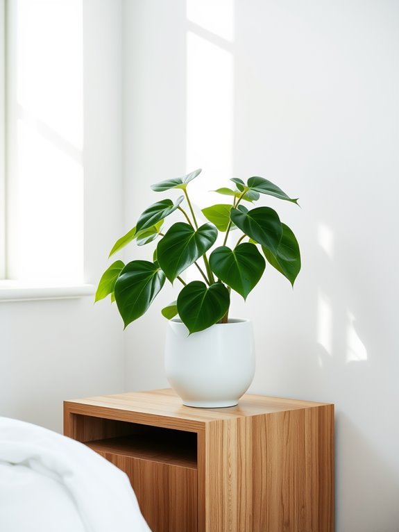 tropical houseplant with heart shaped leaves
