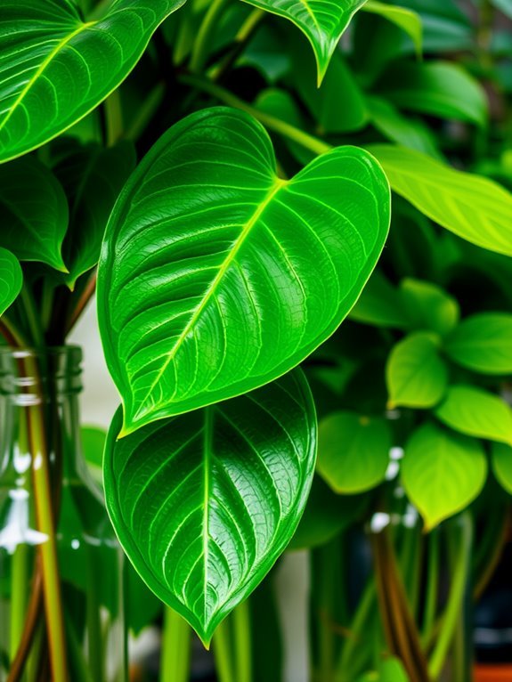tropical houseplant with leaves
