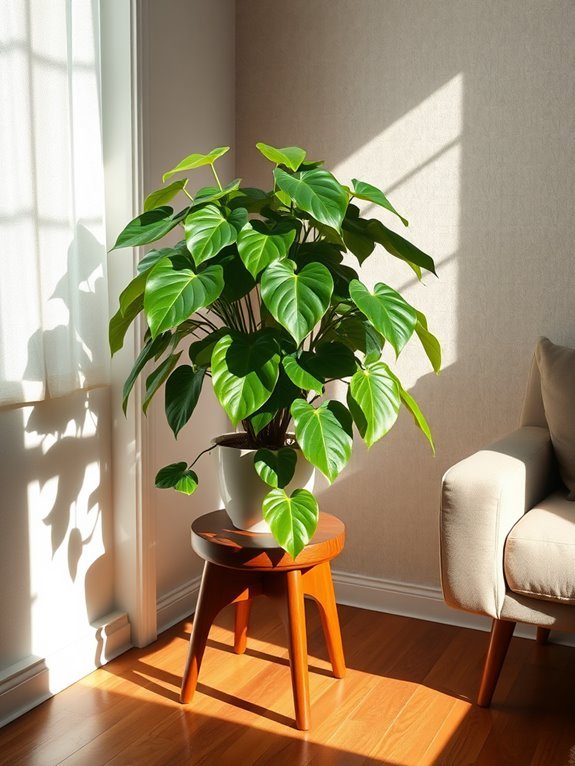 tropical houseplant with leaves