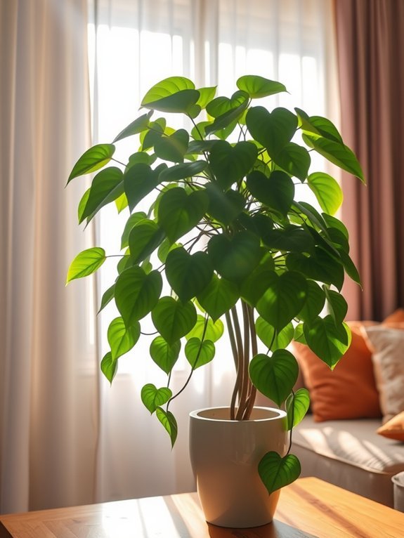 tropical houseplant with leaves