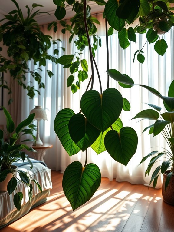tropical houseplant with leaves