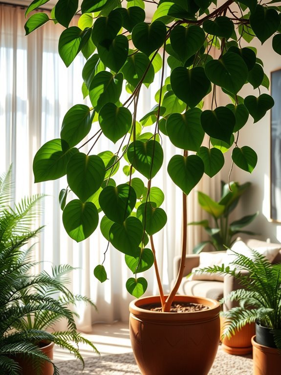 tropical plant with heart shaped leaves