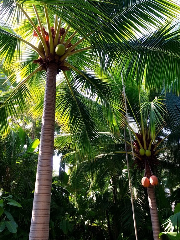 tropical tree with coconuts