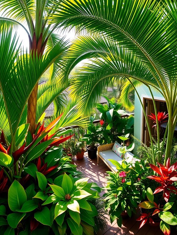 tropical trees reaching skyward