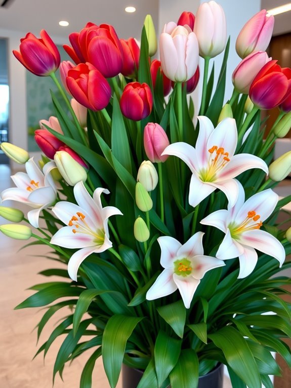 tulip lily flower arrangement