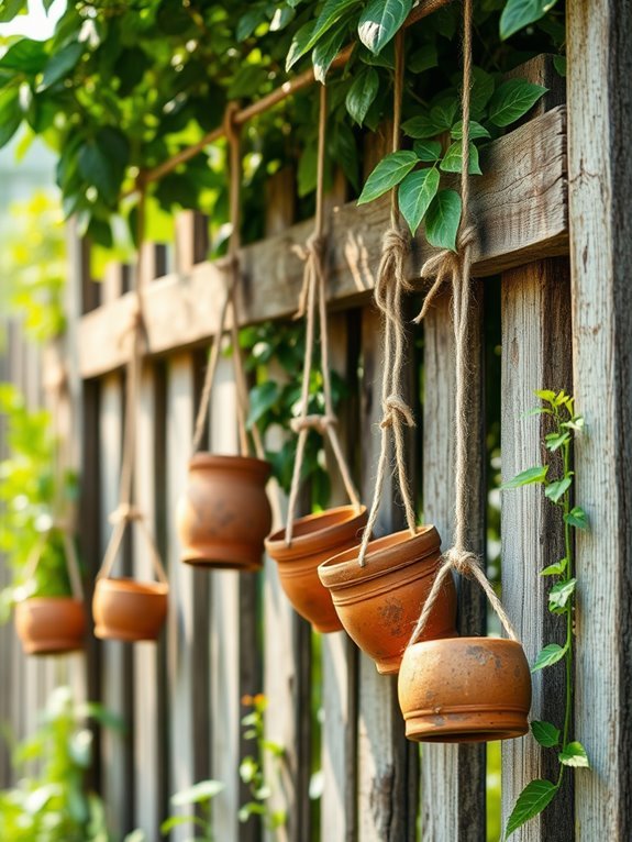 twine wrapped clay pots