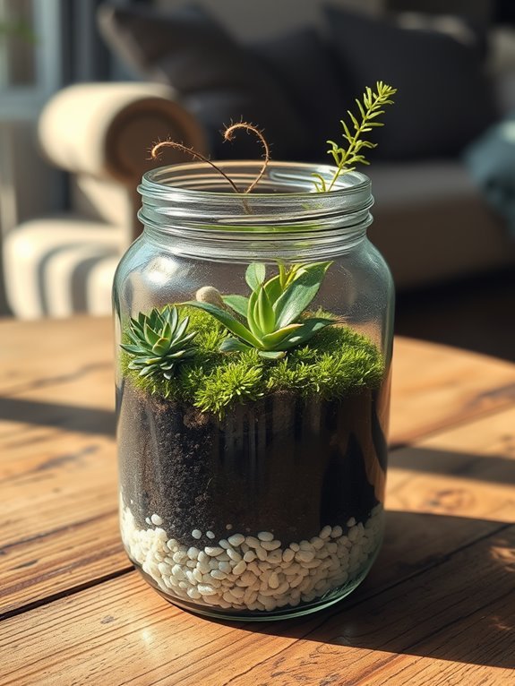 upcycled jar plant display