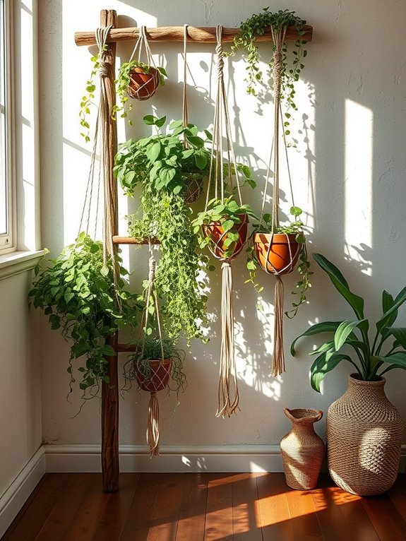 upcycled ladder plant holder