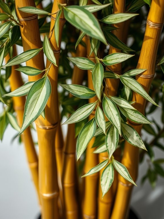 variegated faux bamboo leaves
