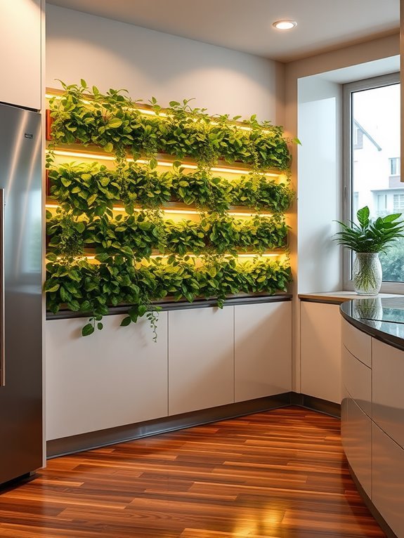 vertical garden with lighting
