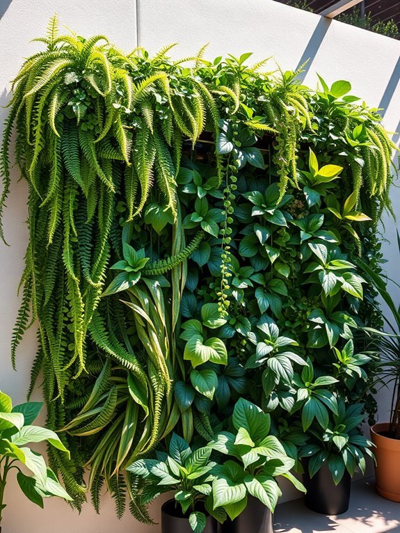 vertical space with faux plants