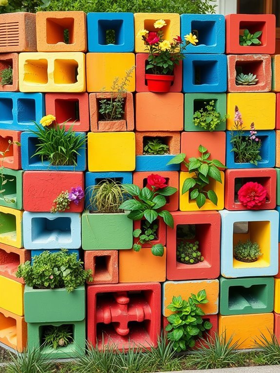 vibrant cinder block artwork