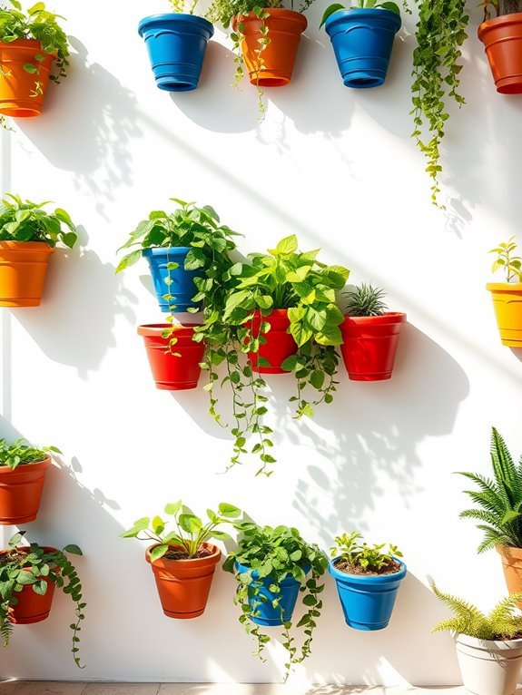 vibrant clay wall planters