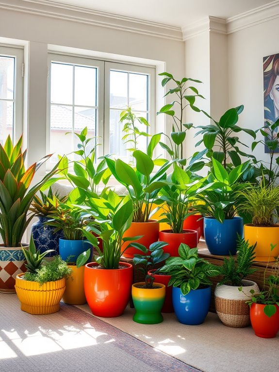 vibrant colorful decorative pots