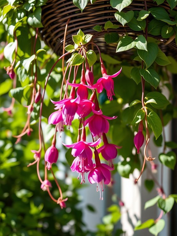 vibrant dangling fuchsia blossom