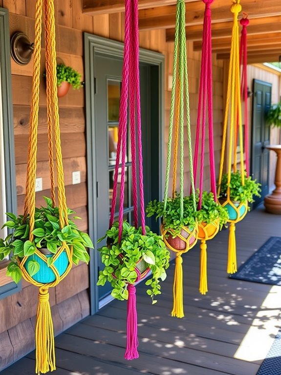 vibrant dyed macrame hangers