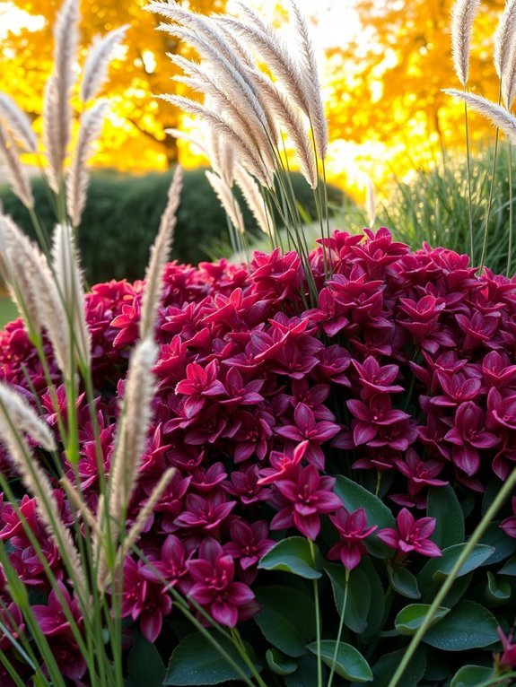 vibrant fall sedum blooms