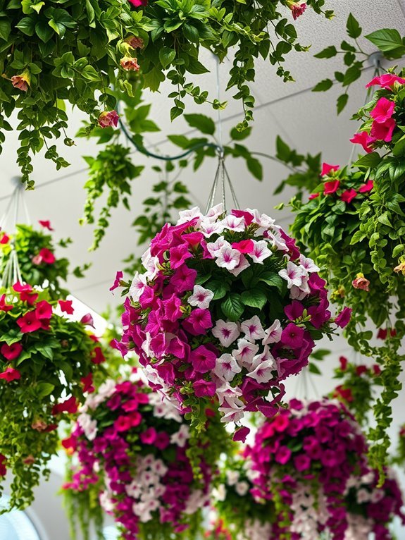 vibrant hanging flower baskets