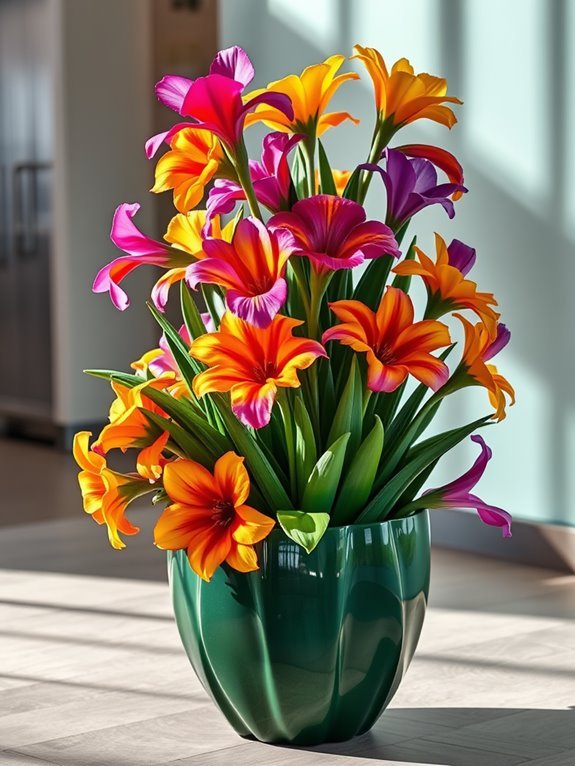 vibrant iris flower planter