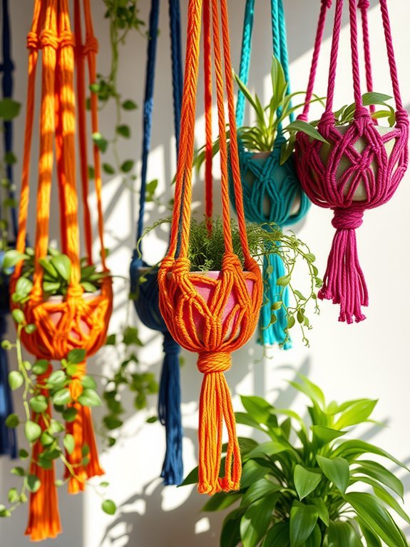vibrant macram plant holder