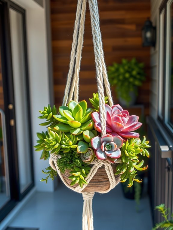 vibrant plants in macram