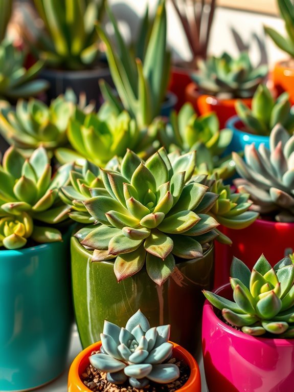 vibrant plants in pots