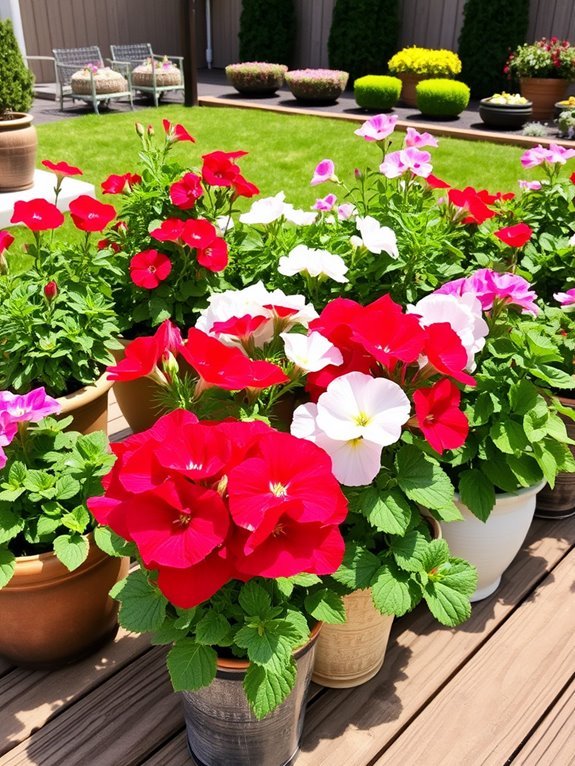 vibrant potted geranium flowers