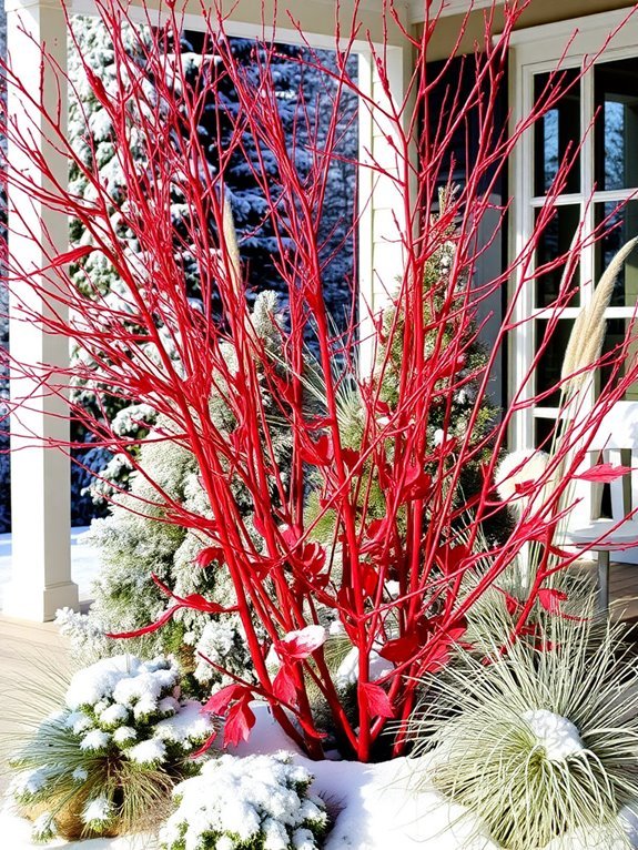 vibrant red stemmed shrub