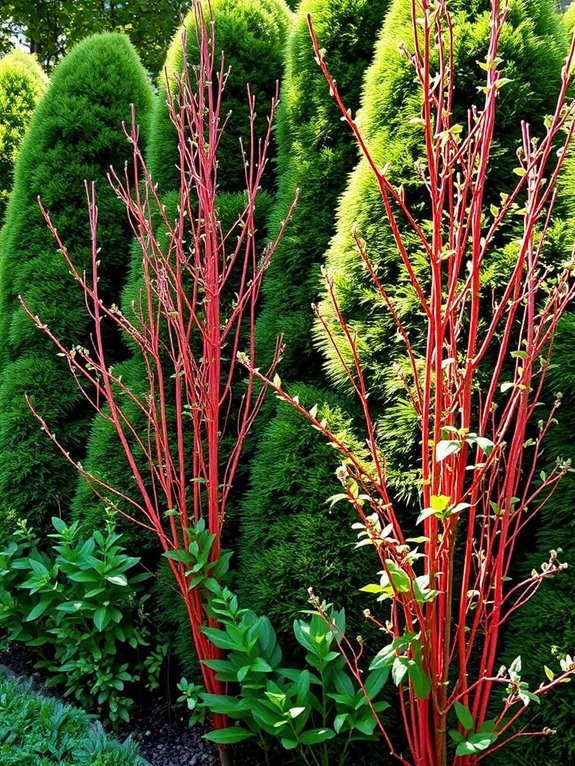 vibrant red stems shrub