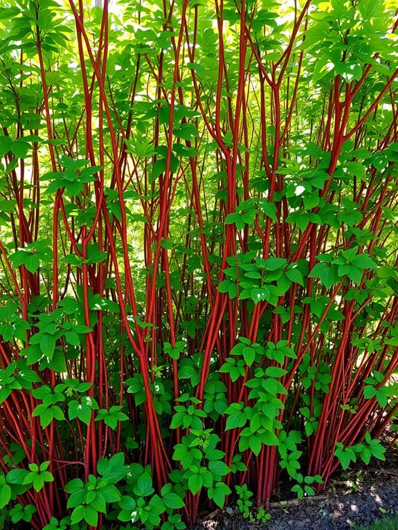 vibrant red twig shrub
