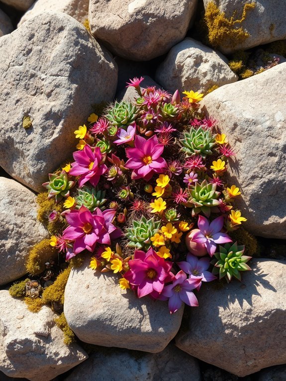 vibrant seasonal rock garden