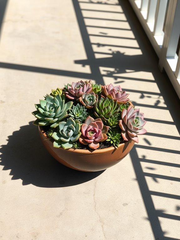 vibrant succulent bowl display