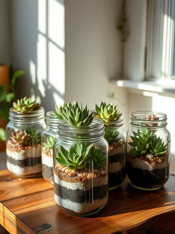 vibrant succulent glass garden