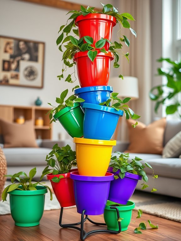 vibrant tiered plant containers