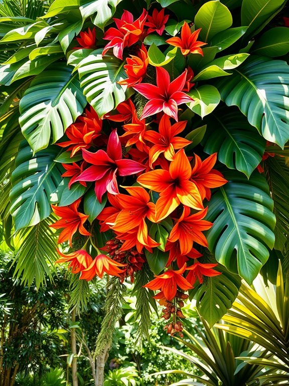 vibrant tropical flora arrangement