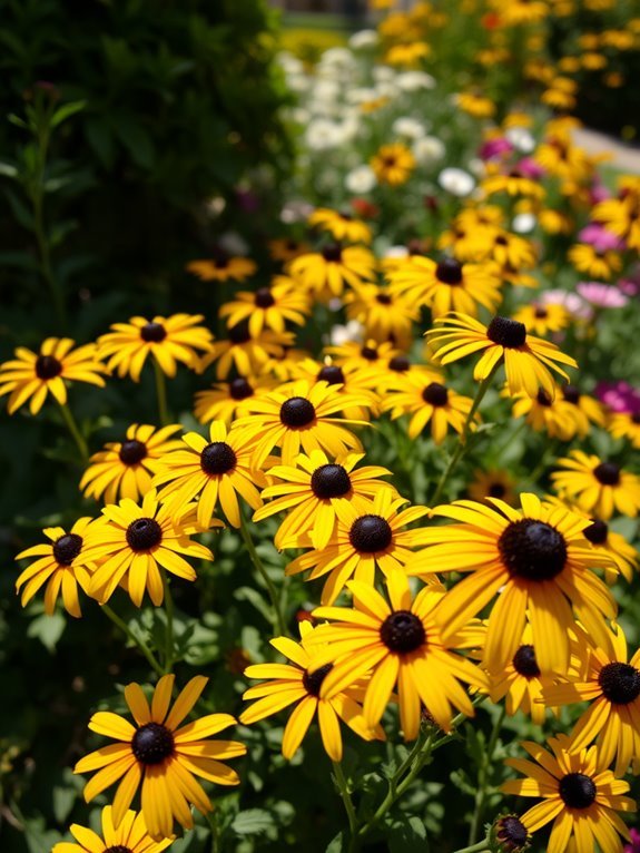 vibrant yellow wildflowers blooming