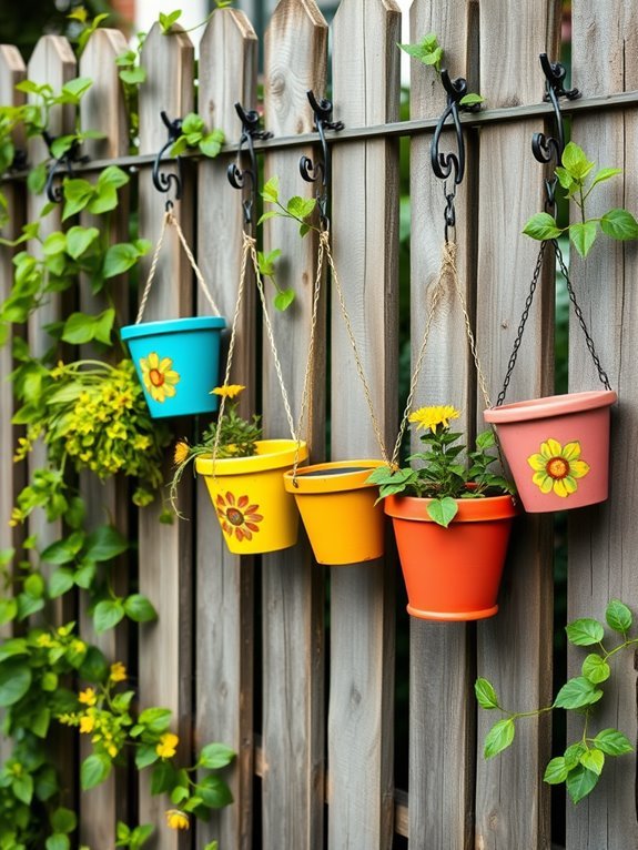 vibrantly decorated flower pots