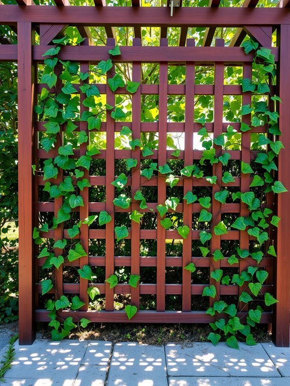 vines climbing wooden lattice