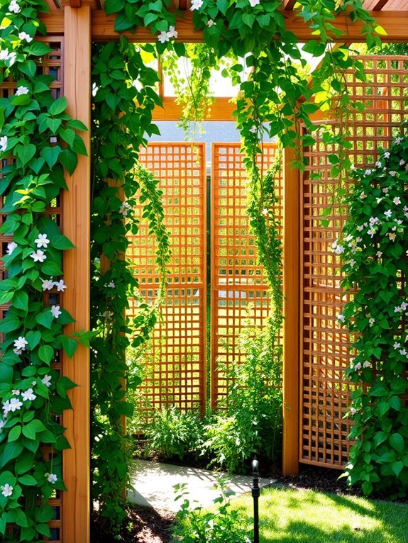 vines growing on trellises