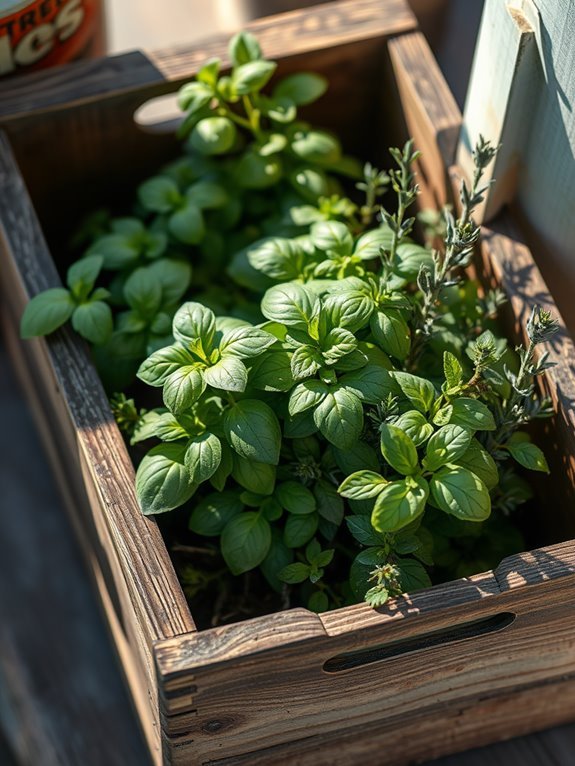 vintage crate herb garden