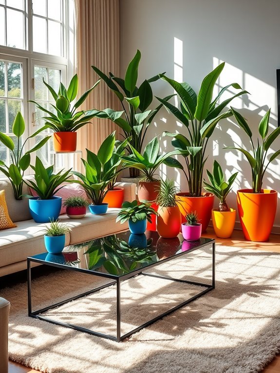 vividly decorated plant pots