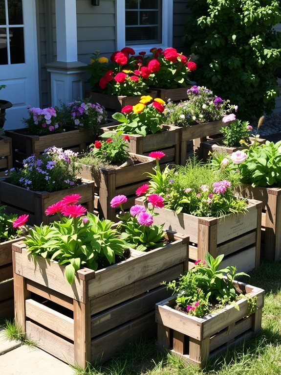 wine crate garden planters