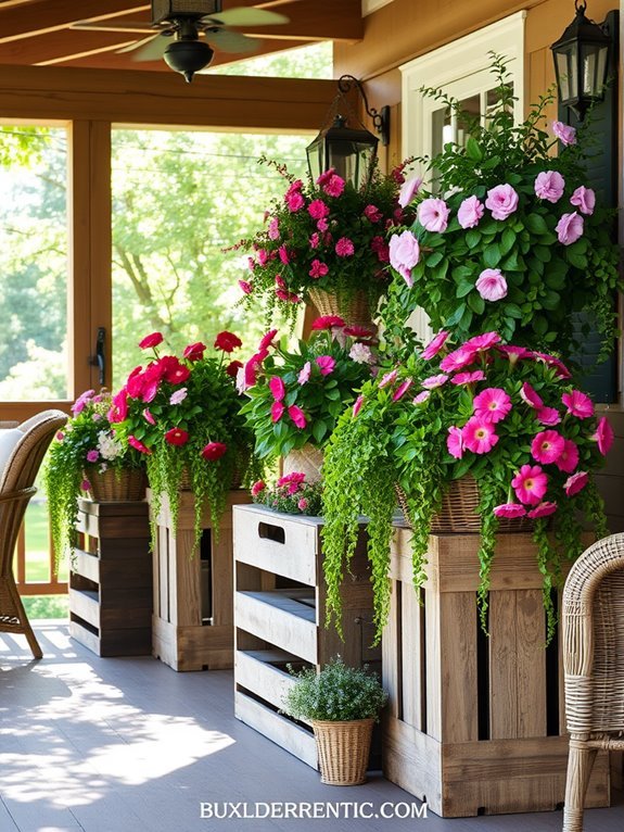 wooden crates as planters